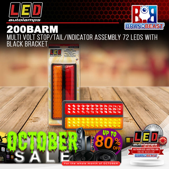 LED Autolamps 200BARM Multi Volt Stop/Tail/Indicator Assembly 72 LEDs Bracket