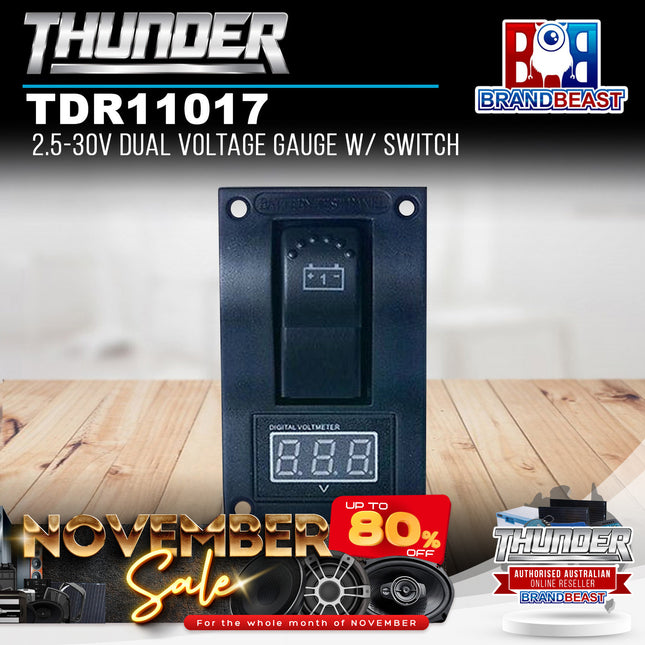 Thunder TDR11017 2.5-30V Dual Voltage Gauge w/ Switch