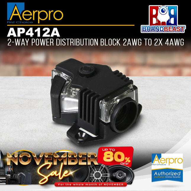 Aerpro AP412A 2-Way Power Distribution Block (1x 2AWG - 2x 4AWG)