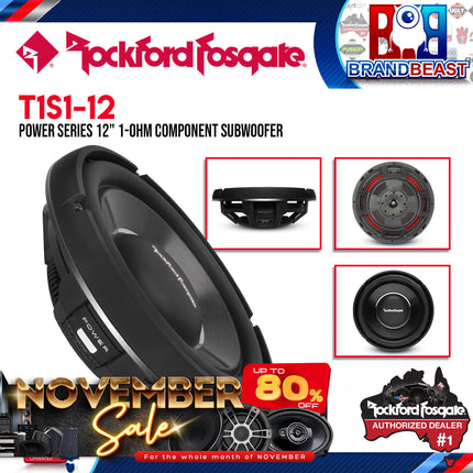 Rockford Fosgate T1S1-12 Power 12" T1 Slim Single 1-Ohm Subwoofer