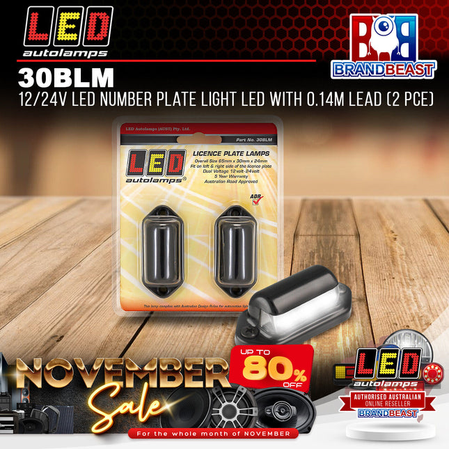 LED Autolamps 30BLM 12/24V LED Number Plate Light LED With 0.14M Lead (2 Pce)