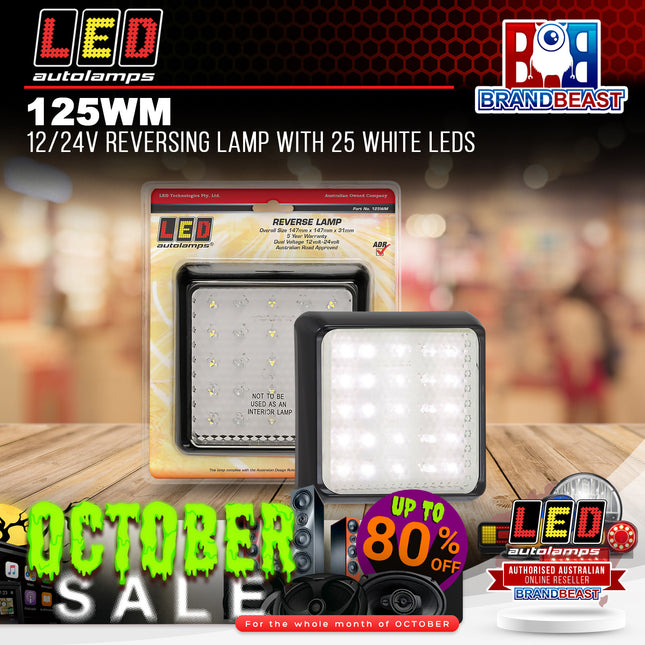 LED Autolamps 125WM 12/24V Reversing Lamp with 25 White LEDs