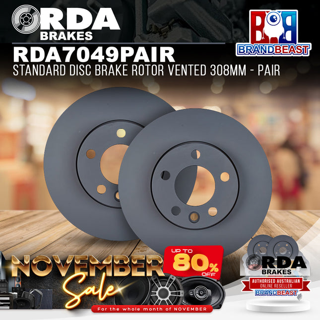 RDA Brakes RDA7049 Standard Disc Brake Rotor Vented 308mm - Pair