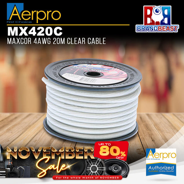 Aerpro MX420C Maxcor 4AWG 20m Clear Cable