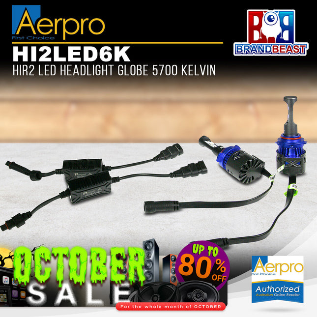 Aerpro HI2LED6K HIR2 LED Headlight Globe 5700 Kelvin