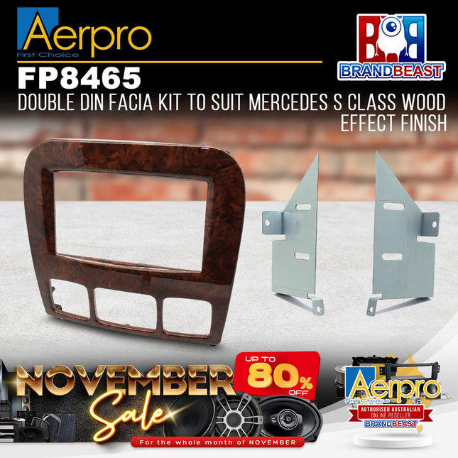 Aerpro FP8465 Double DIN Wood Effect Finish Facia Kit Suit Mercedes S Class