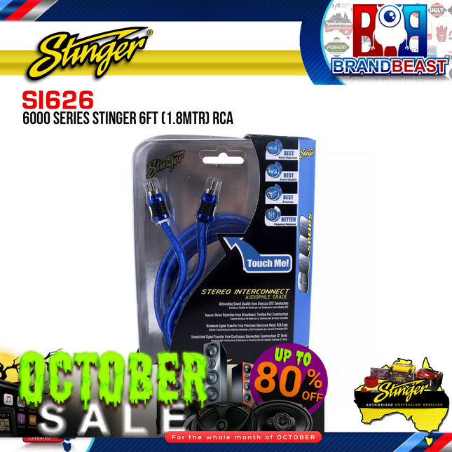 Stinger SI626 1.8m 6000 Series 2-Channel Shielded Directional Interconnects