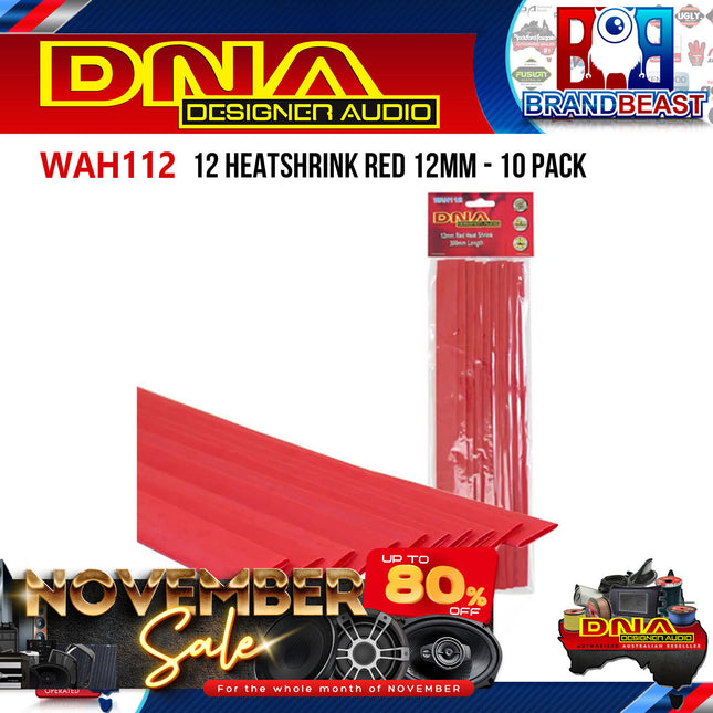 DNA WAH112 12mm Heatshrink Red - 10 Pieces