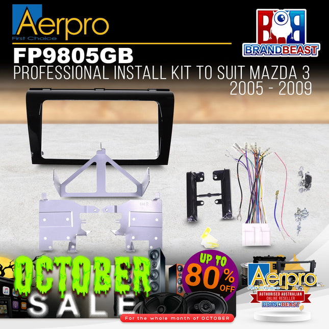 Aerpro FP9805GB Professional Installation Kit to Suit Mazda 3
