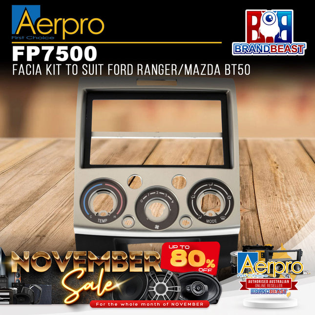 Aerpro FP7500 Single/Double DIN Champagne Facia Kit Suit Ford Ranger/Mazda BT50