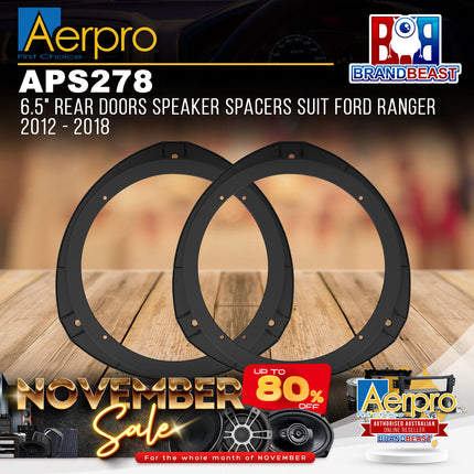Aerpro APS278 6.5" Rear Doors Speaker Spacers Suit Ford Ranger 2012 - 2018
