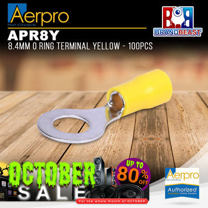 Aerpro APR8Y 8.4mm O Ring Terminal Yellow - 100pcs