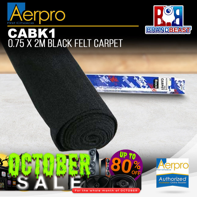 Aerpro CABK1 .75 x 2M Pro Felt Front Runner Carpet - Black