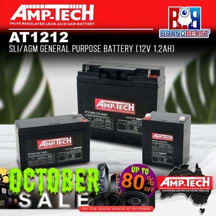 Amp-Tech AT1212 SLI/AGM General Purpose Battery (12V 1.2Ah)