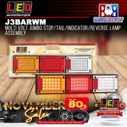 LED Autolamps J3BARWM Multi Volt Jumbo Stop/Tail/Indicator/Reverse Lamp Assembly