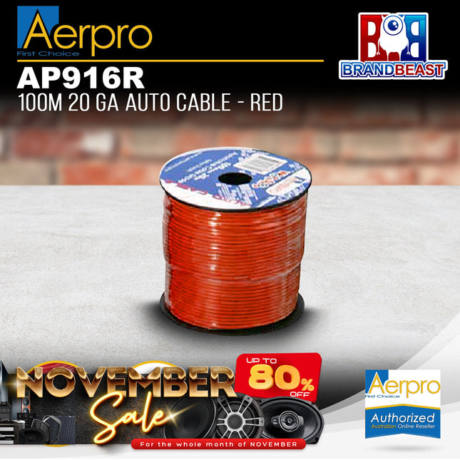 Aerpro AP916R 100M 20GA Red Auto Cable