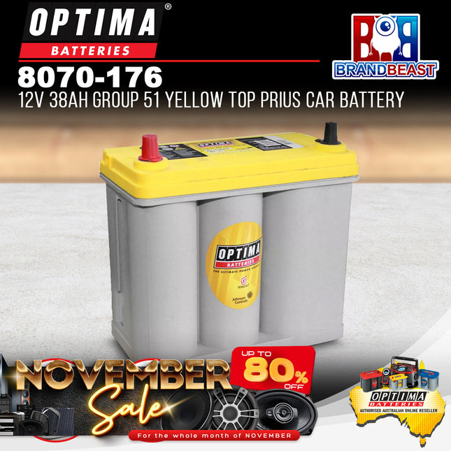 Optima 8070-176 12V 38Ah Group 51 Yellow Top Prius Car Battery