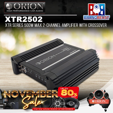 Orion XTR2502 XTR Series 500W Max 2-Channel Amplifier with Crossover