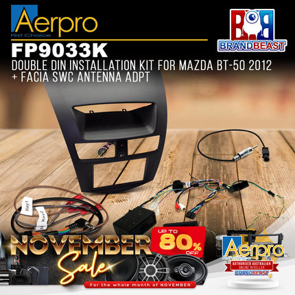Aerpro FP9033K Double DIN Black Install Kit Suit Mazda BT-50 2012 - 2018