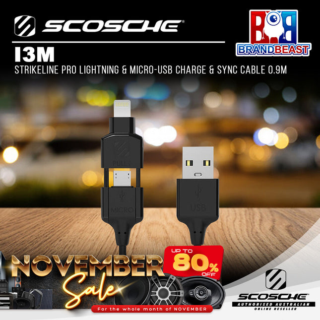 Scosche i3M StrikeLine Pro Lightning & Micro-USB Charge and Sync Cable 0.9m