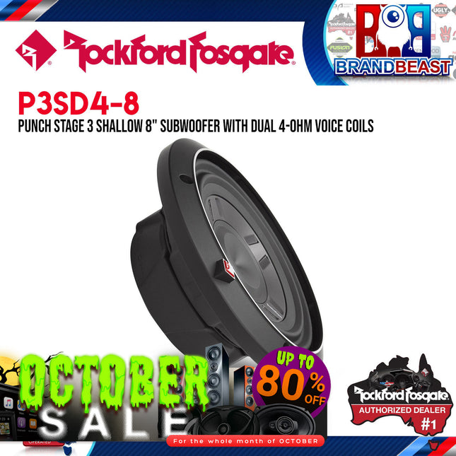 Rockford Fosgate P3SD4-8 Punch 8" P3S Shallow 4-Ohm DVC Subwoofer