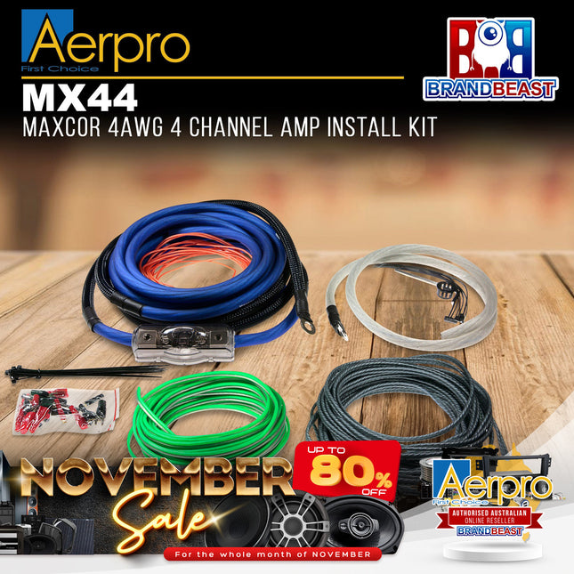 Aerpro MX44 MAXCOR 4AWG 4-Channel Amplifier Install Kit