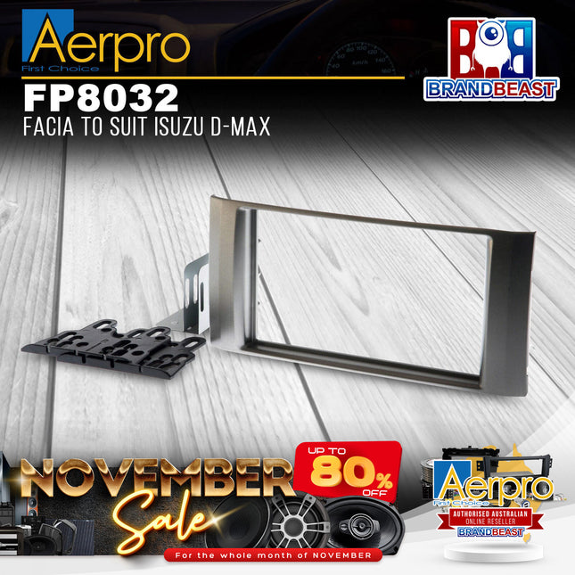 Aerpro FP8032 Double DIN Silver Facia Kit Suit Isuzu D-Max 2009 - 2012