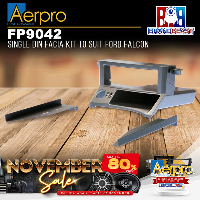 Aerpro FP9042 Single DIN Gun Metal Grey Facia Kit Suit Ford Falcon 2002 - 2008 BA, BF