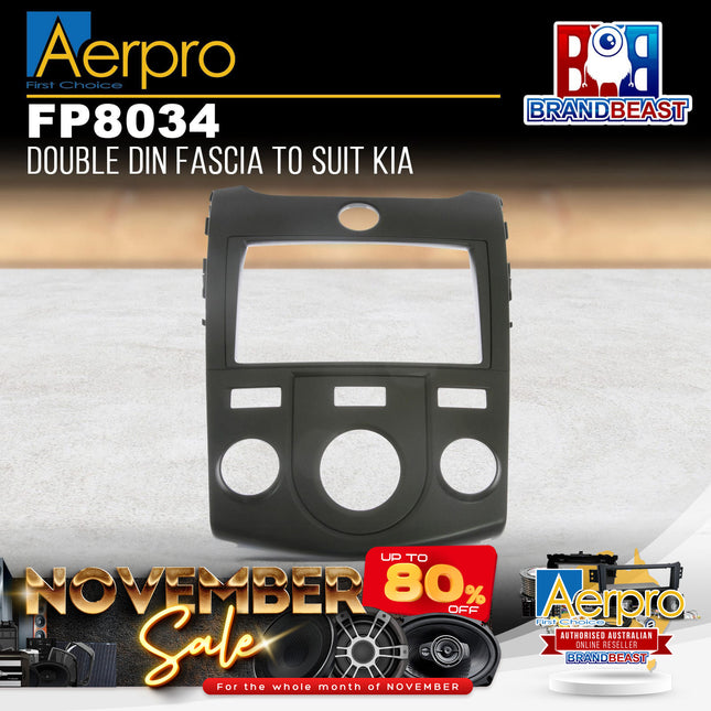 Aerpro FP8034 Double DIN Black Facia Kit Suit Kia Cerato TD 2009 - 2013