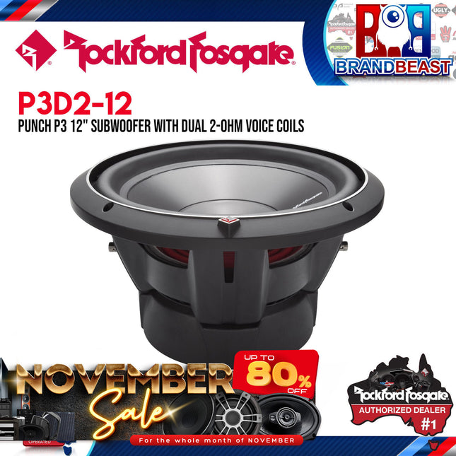 Rockford Fosgate P3D2-12 Punch 12" P3 2-Ohm DVC Subwoofer