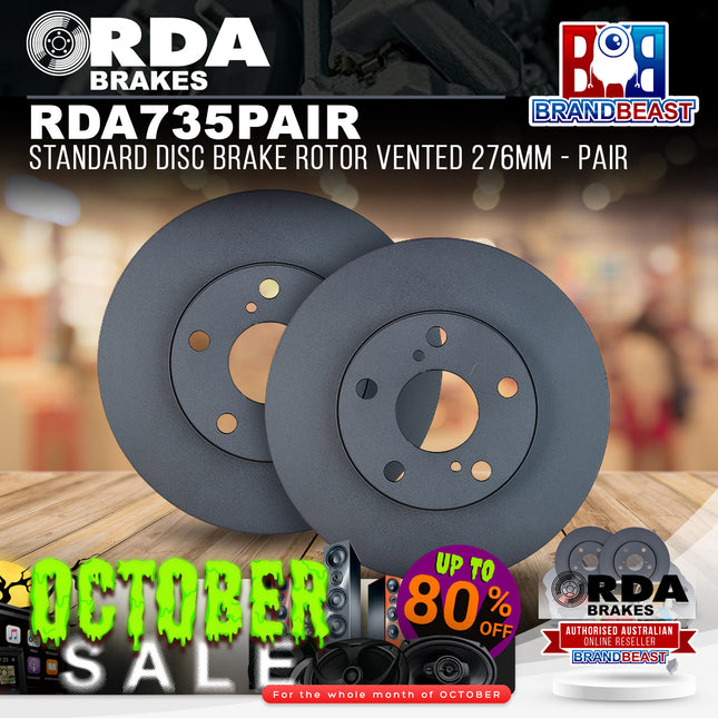 RDA Brakes RDA735 Standard Disc Brake Rotor Vented 276mm - Pair
