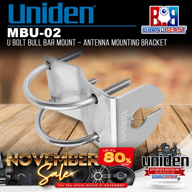 Uniden MBU-02 Glossy Stainless Steel Bull Bar Mount with Cable Slot