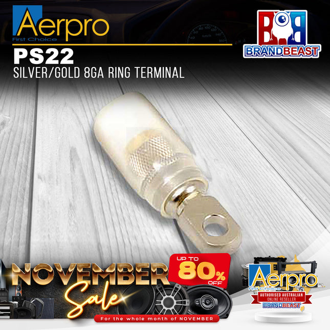 Aerpro PS22 Silver/Gold 8Ga Ring Terminal