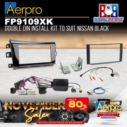 Aerpro FP9109XK Double Din Install Kit to Suit Nissan Navara Black