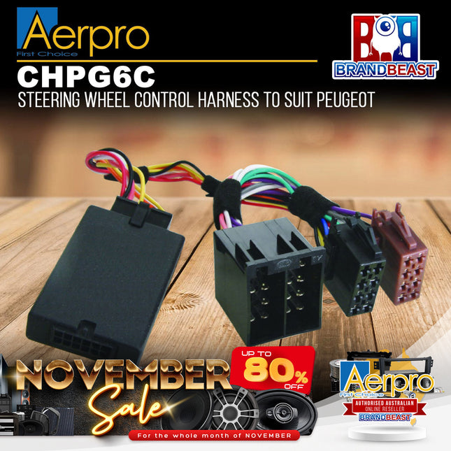 Aerpro CHPG6C Steering Wheel Control Harness Suit Peugeot 307/406/206/Partner