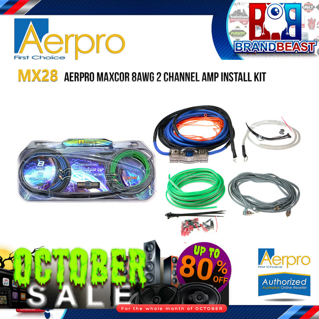 Aerpro MX28 MAXCOR 8AWG 2-Channel Amp Install Kit