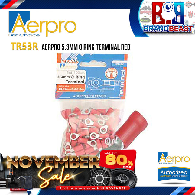 Aerpro TR53R 5.3mm Red O Ring Terminals
