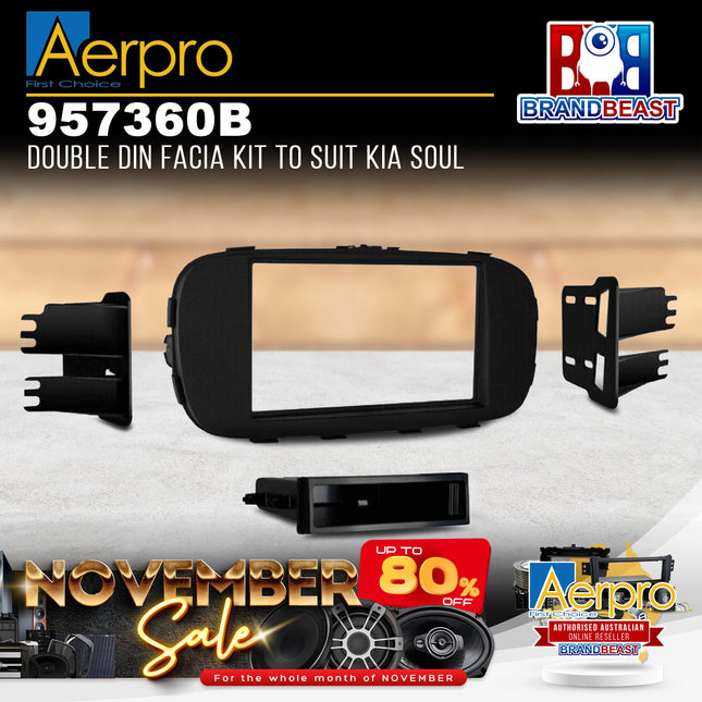 Aerpro 957360B Double DIN Facia Kit to Suit Kia Soul
