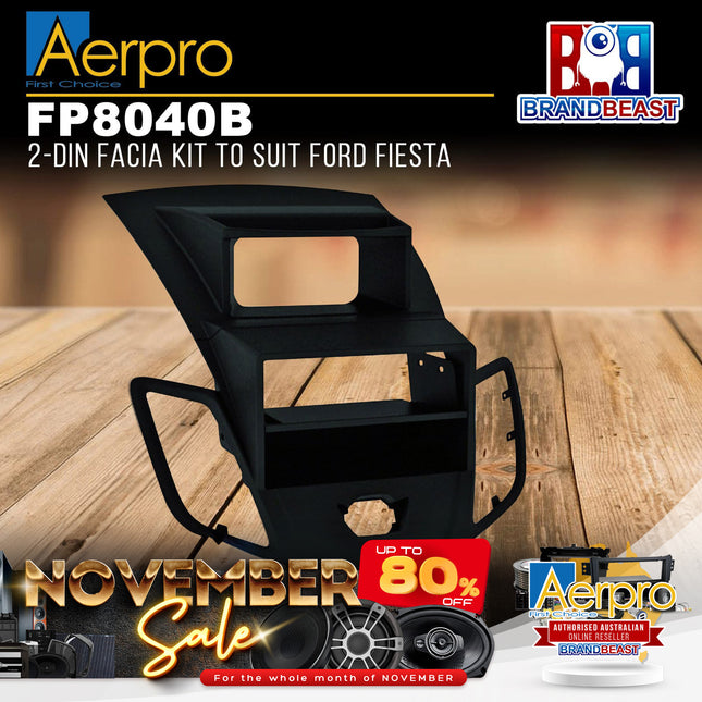 Aerpro FP8040B Double DIN Dark Grey Facia Kit Suit Ford Fiesta 2008 - 2012