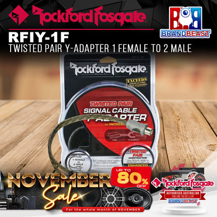 Rockford Fosgate RFIY-1F Twisted Pair Y-Adapter 1 Female To 2 Male