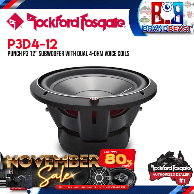 Rockford Fosgate P3D4-12 Punch 12" P3 4-Ohm DVC Subwoofer