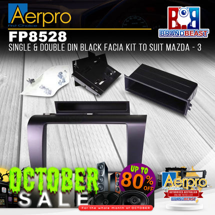 Aerpro FP8528 Single/Double DIN Black Facia Kit Suit Mazda 3 2004 - 2009