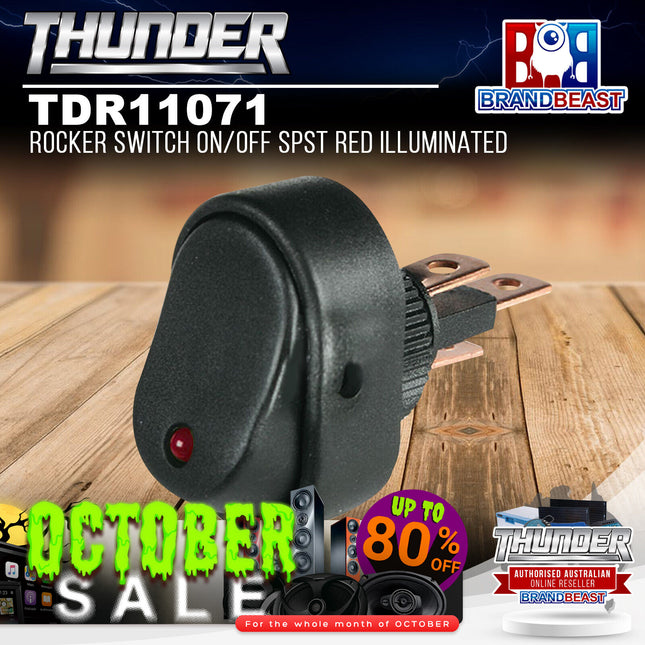 Thunder TDR11071 Rocker Switch On/Off SPST Red Illuminated