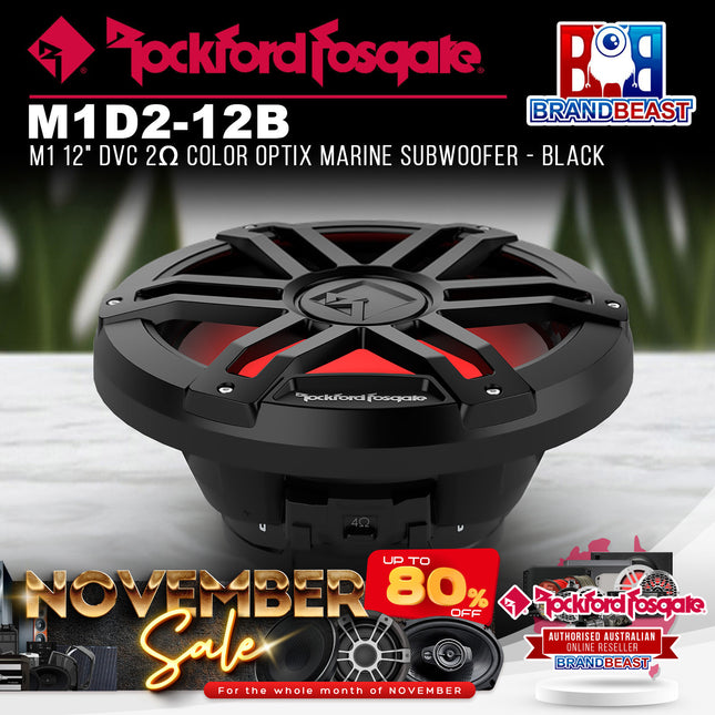 Rockford Fosgate M1D2-12B M1 12" DVC 2Œ© Color Optix Marine Subwoofer - Black