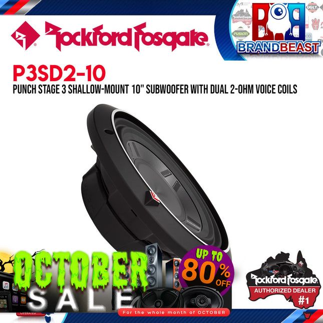 Rockford Fosgate P3SD2-10 Punch 10" P3S Shallow 2-Ohm DVC Subwoofer