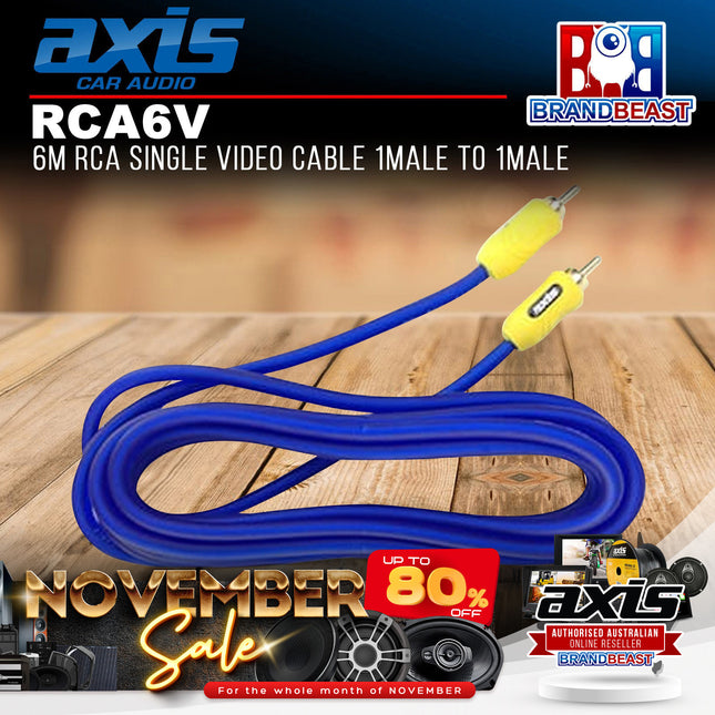 Axis RCA6V 6m 1Male to 1Male RCA Single Video Cable