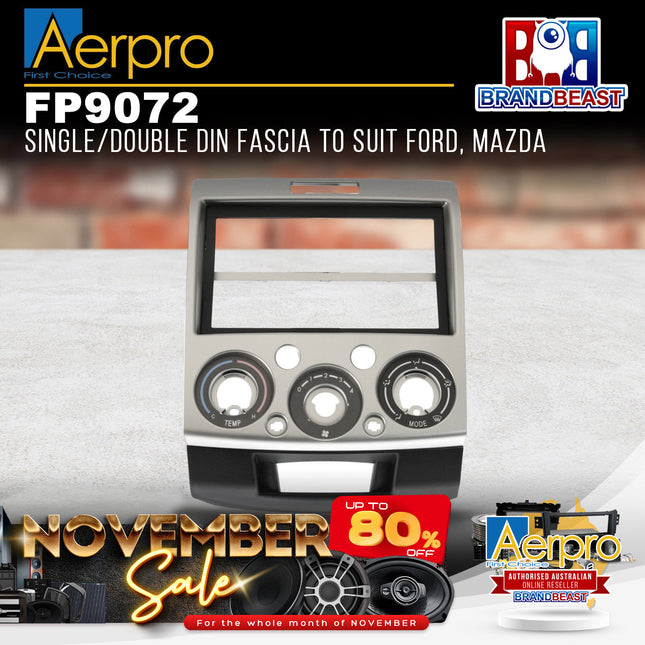 Aerpro FP9072 Single/Double DIN Silver Facia Kit Suit Ford Ranger/Mazda BT50