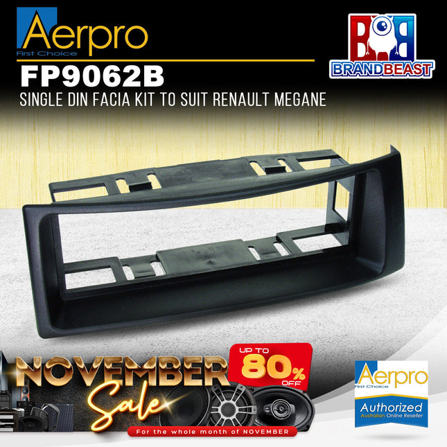 Aerpro FP9062B Single DIN Black Facia Kit Suit Renault Megane X64 2001 - 2003