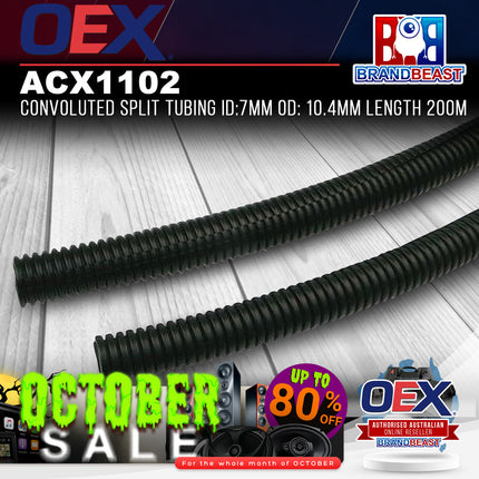 OEX ACX1102 Convoluted Split Tubing ID:7mm OD: 10.4mm Length 200m