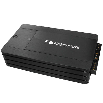 nakamichi nhmd100.4 4-channel class-d amplifier showing ultra-compact 48mm profile and lightweight design